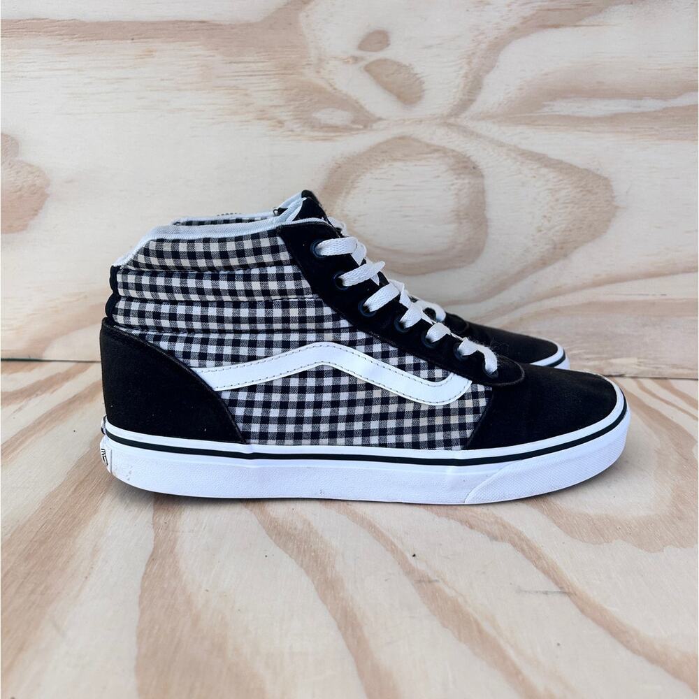 Vans Off The Wall - Ward Gingham Hi Top - Sneakers - Black/White - Women's - 9.5